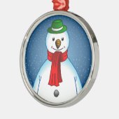 Vrolijke Sneeuwman Metalen Ornament (Links)