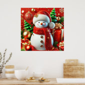 Vrolijke Sneeuwman Poster (Keuken)