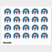 Vrolijke Sneeuwman Ronde Sticker (Vel)