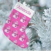 Vrolijke Sneeuwman Roze Persoonlijk Ornament