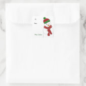Vrolijke Sneeuwman Vierkante Sticker (Tas)