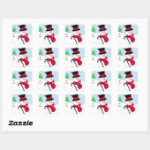 Vrolijke Sneeuwman Vierkante Sticker (Vel)