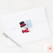 Vrolijke Sneeuwman Vierkante Sticker (Envelop)