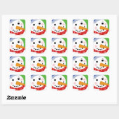 Vrolijke Sneeuwman Vierkante Sticker (Vel)