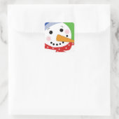 Vrolijke Sneeuwman Vierkante Sticker (Tas)