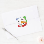 Vrolijke Sneeuwman Vierkante Sticker (Envelop)