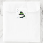 Vrolijke Sneeuwman Vierkante Sticker (Tas)