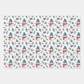 Vrolijke sneeuwman & winter gebladerte patroon inpakpapier vel (Voorkant)