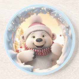 Vrolijke Sneeuwman Zandsteen Onderzetter