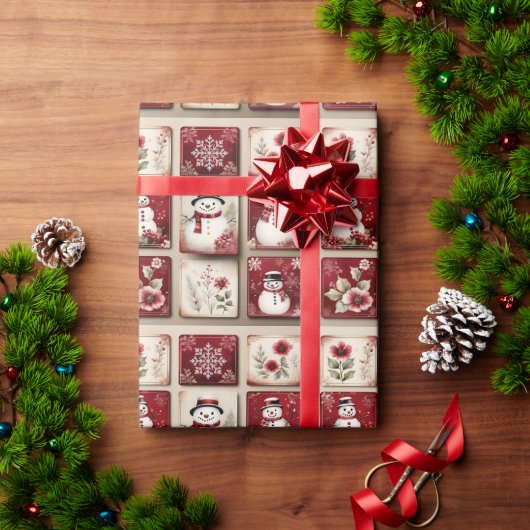 Vrolijke Sneeuwmannen Cadeaupapier (Feestdagen Geschenken)