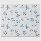 Vrolijke sneeuwmannen spelen in de sneeuw cadeaupapier (Vlak)