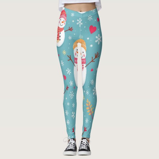 Vrolijke sneeuwpoppen leggings (Voorkant)