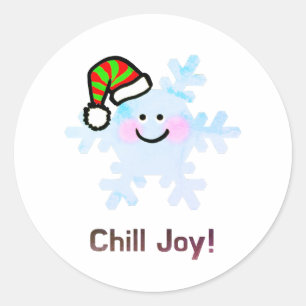 Vrolijke Sneeuwvlok Kerstvreugde Ronde Sticker