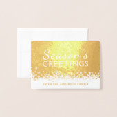 Vrolijke sneeuwvlokken Kerstvakantie Gold Foil Folie Kaarten (Voorkant met envelop)