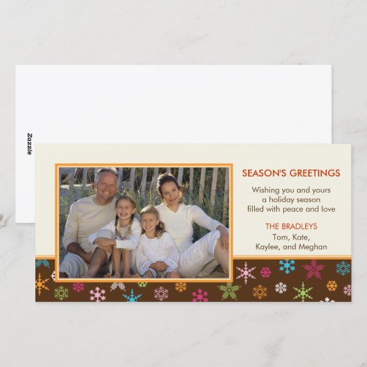 Vrolijke sneeuwvlokken Vakantie Fotokaart Feestdagenkaart (Voorkant / Achterkant)