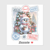 Vrolijke Snowman Kerst sticker (Vel)