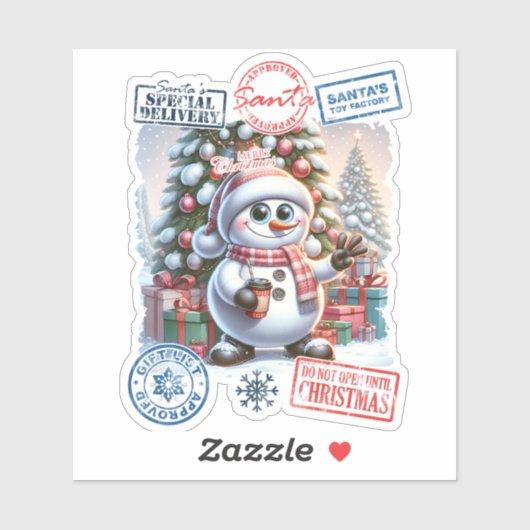 Vrolijke Snowman Kerst sticker (Vel)
