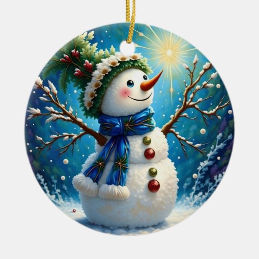 Vrolijke Snowman Ornament (Voorkant)