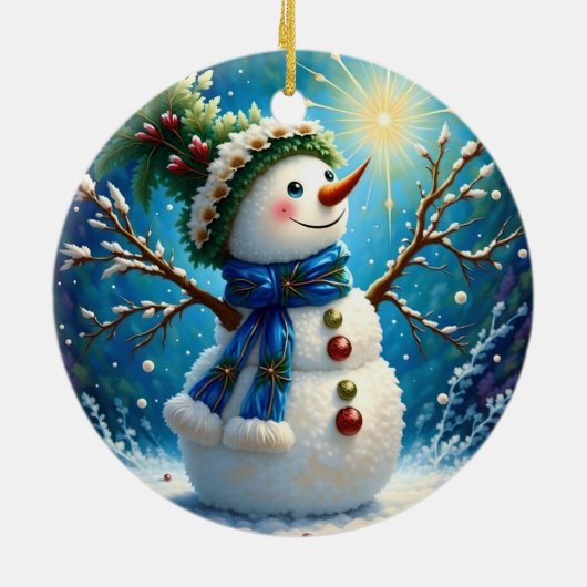 Vrolijke Snowman Ornament (Achterkant)