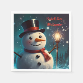Vrolijke Snowman Party Invitation - Feestelijke Ka Servet