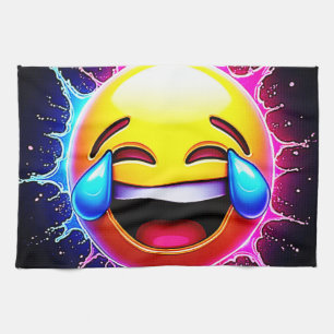 Vrolijke Spat: Lachende Emoji Kunst Theedoek