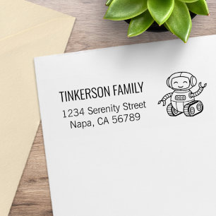 Vrolijke Speelgoed Robot Familieadres Rubberstempel
