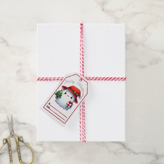 Vrolijke spook kerst labels! cadeaulabel (Met Touw)
