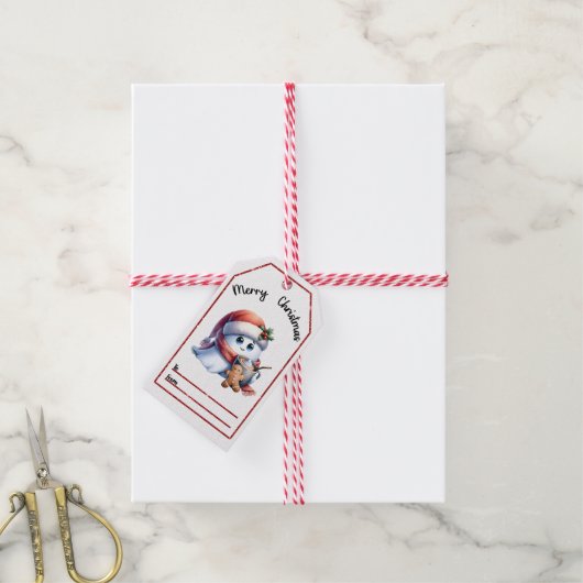 Vrolijke spook kerst labels cadeaulabel (Met Touw)