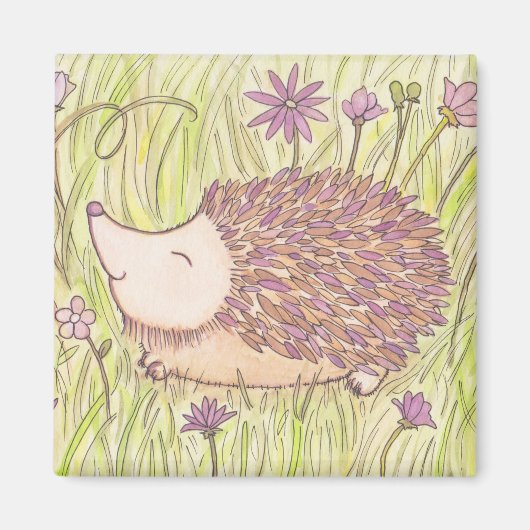 Vrolijke Springtime Hedgehog Magneet (Voorkant)