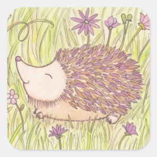 Vrolijke Springtime Hedgehog Vierkante Sticker