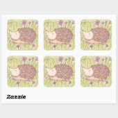 Vrolijke Springtime Hedgehog Vierkante Sticker (Vel)