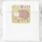 Vrolijke Springtime Hedgehog Vierkante Sticker (Tas)