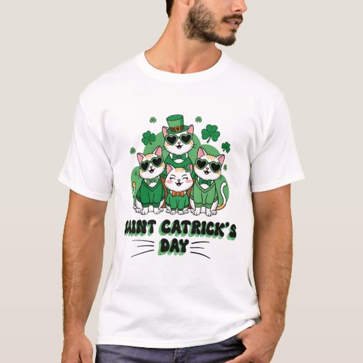 Vrolijke St. Catrick's Day Funny Cat St. Patrick's T-shirt (Voorkant)
