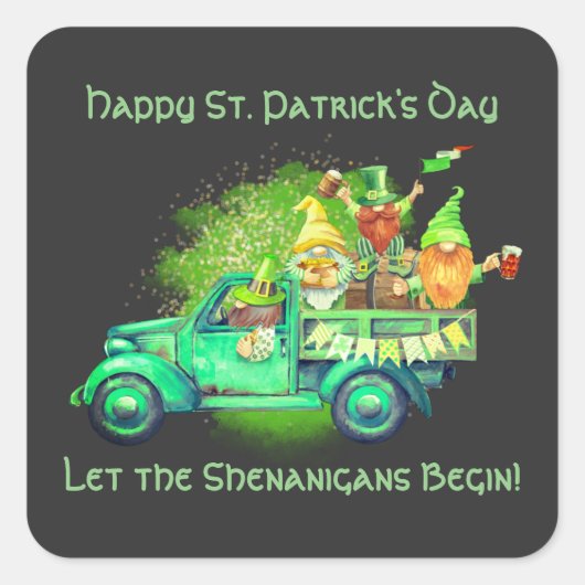 Vrolijke St. Patrick's Day, laat de Shenanigans be Vierkante Sticker (Voorkant)
