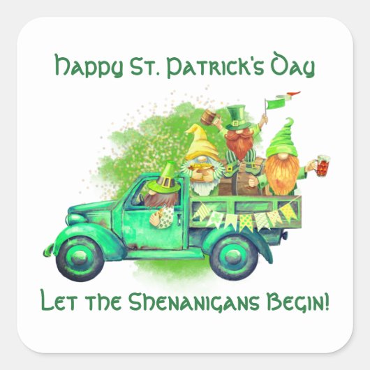 Vrolijke St. Patrick's Day, laat de Shenanigans be Vierkante Sticker (Voorkant)