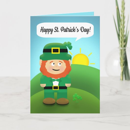 Vrolijke St Patrick's Day Leprechaun buiten Feestdagen Kaart (Voorkant)