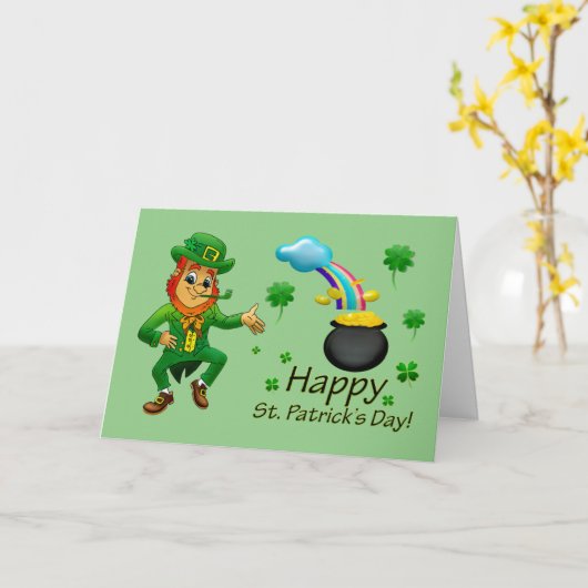Vrolijke St. Patrick's Day Leprechaun Kaart (Gele Bloem)