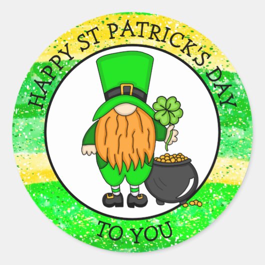Vrolijke St Patrick's Day voor jou | Cute Leprecha Ronde Sticker (Voorkant)