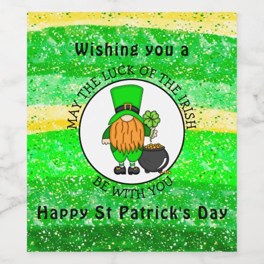 Vrolijke St Patrick's Day voor jou | Cute Leprecha Wijn Etiket (Enkel label)