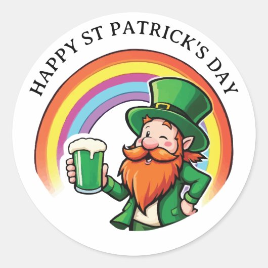 Vrolijke St Patrick's Day vrolijke Leprechaun Ronde Sticker (Voorkant)