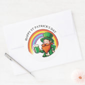 Vrolijke St Patrick's Day vrolijke Leprechaun Ronde Sticker (Envelop)