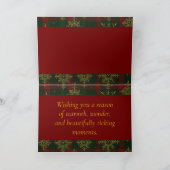 Vrolijke Steampunk Sneeuwvlok Rood en Groen Tartan Feestdagen Kaart (Binnen)