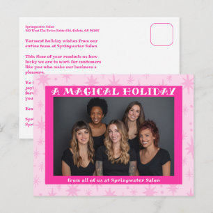 Vrolijke Sterren Roze Kerst Aangepaste Zakelijke Feestdagenkaart