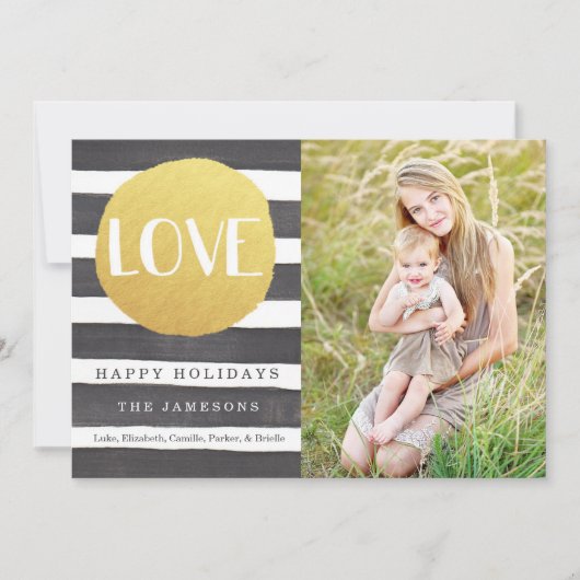 Vrolijke Strepen Vakantie Fotokaart / Liefde Feestdagenkaart (Voorkant)