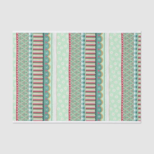 Vrolijke Stripe Green Kerstmis Tissuepapier (Voorkant)