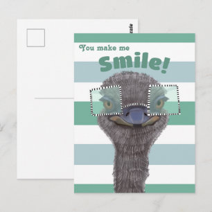 Vrolijke struisvogel met bril die je me laat gliml briefkaart