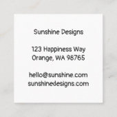 Vrolijke Sunshine CUSTOM Dank u winkelen klein Vierkante Visitekaartje (Achterkant)