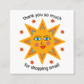Vrolijke Sunshine CUSTOM Dank u winkelen klein Vierkante Visitekaartje (Voorkant)