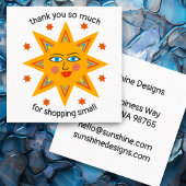 Vrolijke Sunshine CUSTOM Dank u winkelen klein Vierkante Visitekaartje