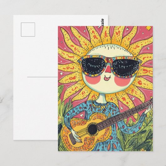 Vrolijke Sunshine spelen gitaar Briefkaart (Voorkant / Achterkant)